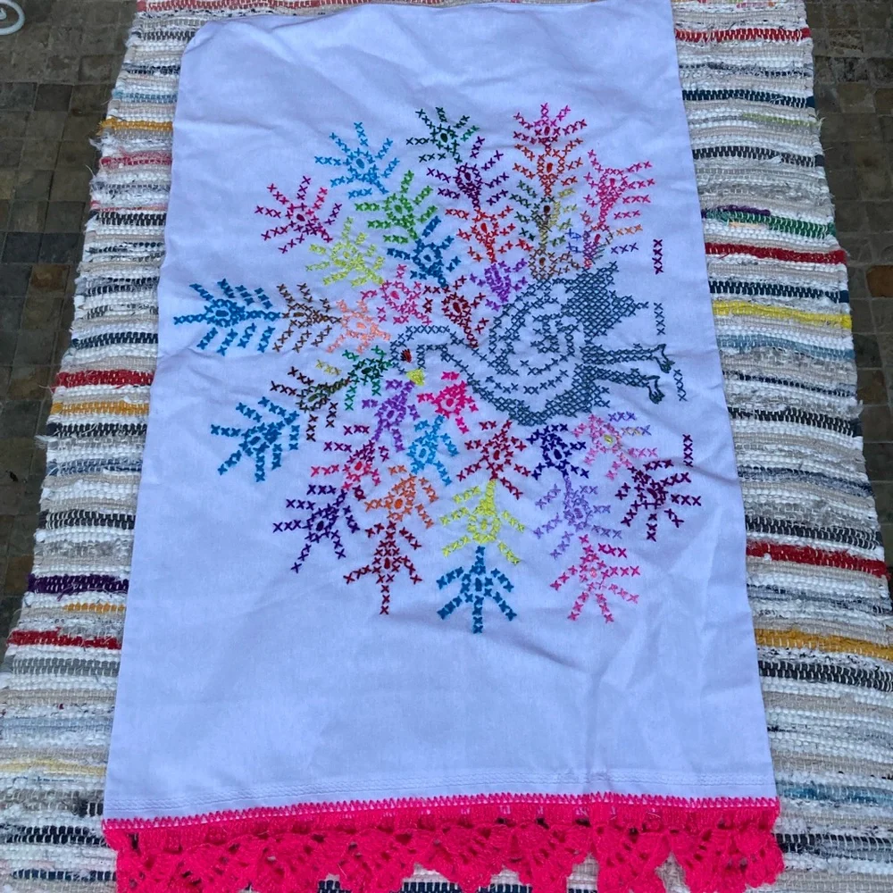 Peacock embroidered pillow cases handmade